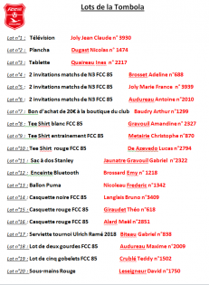 Tirage Tombola 2018-2019