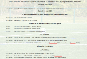 Match du week end du 04-05 mai 2019