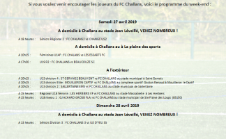 Match du week end du 27-28 avril 2019