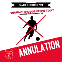 ANNULATION : TOURNOI INDOOR FESTI FOOT U8-U9 ET U10-U11